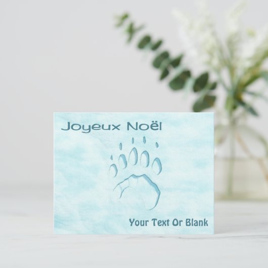 Joyeux Noё l - Polar Beer Paw Print Briefkaart (Staand voorkant)