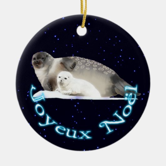 Joyeux Noё l - Ringed zegel Keramisch Ornament (Voorkant)