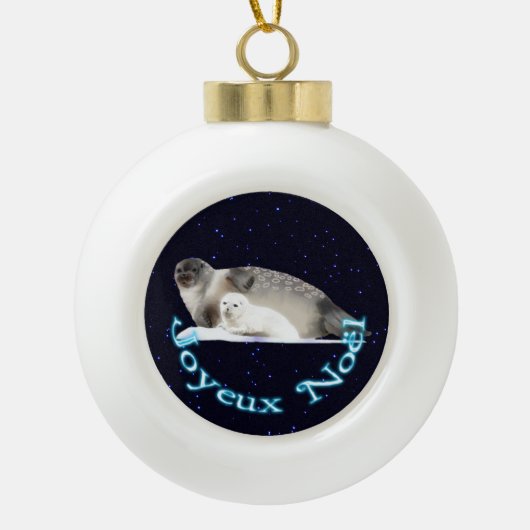 Joyeux Noё l - Ringed zegel Keramische Bal Ornament (Voorkant)