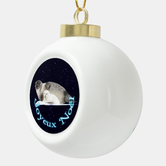 Joyeux Noё l - Ringed zegel Keramische Bal Ornament (Rechts)