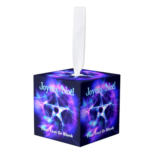 Joyeux Noёl - Bright Star Cube Ornament (Voorkant hoekig)