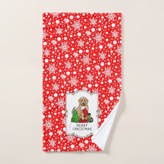 Joyeux Noël 2 Goldendoodle (rouge doré) mignonne (Serviette à main)