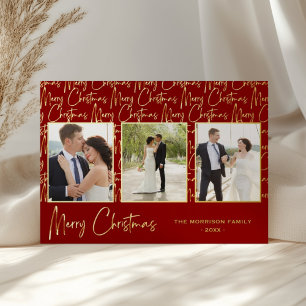 Joyeux Noël 3 Photo Collage Foil Carte de vacances