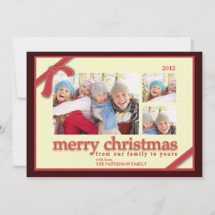 Joyeux Noël 3 Photo Red Ribbon Carte de vacances