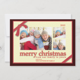 Joyeux Noël 3 Photo Red Ribbon Carte de vacances