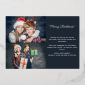 Joyeux Noël 3 photos famille Foil Carte de vacance (Verso)