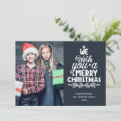 Joyeux Noël 3 photos famille grise Carte de vacanc (Debout devant)