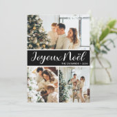 Joyeux Noel 4 Foto Flat Holiday Kaart (Staand voorkant)
