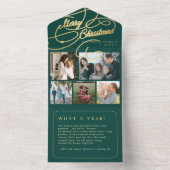 Joyeux Noël 5 photo collage carte verte rustique (À l'intérieur)
