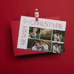 Joyeux Noël 5 Photo Typographie rouge<br><div class="desc">'C'est la saison pour être joyeux ! Cette saison de vacances, faites de vos fêtes de famille une spéciale avec cette magnifique moderne mais festive Modern Joyeux Noël 5 Photo Red Typography Carte de vacances. La façon idéale d'envoyer votre amour et vos souhaits chaleureux à vos amis et votre famille...</div>