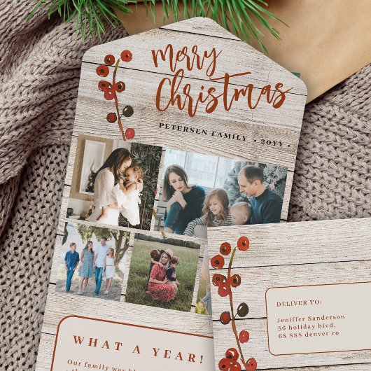 Joyeux Noël 5 photos carte de vacances rustique en