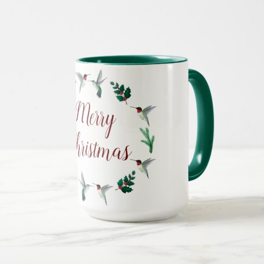 Joyeux Noël à gorge rubis colibris Mug (Devant droit)
