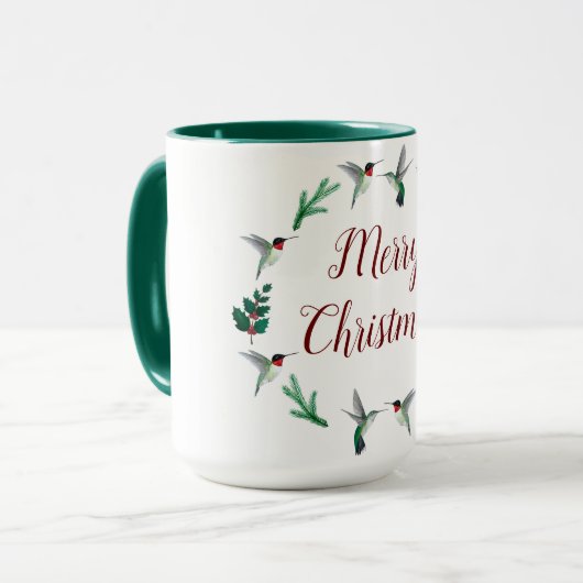 Joyeux Noël à gorge rubis colibris Mug (Devant gauche)