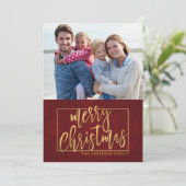 Joyeux Noël à la main Carte photo plat (Debout devant)