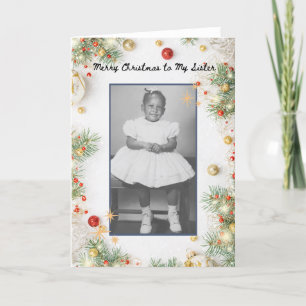 Joyeux Noël à ma soeur Carte photo Vintage