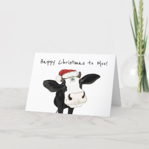 Joyeux Noël à Moo, mignonne carte de Noël de vache
