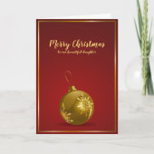 Joyeux Noël À Notre Fille Carte Ornement Or (Devant)