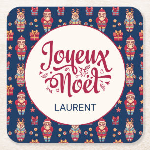 Joyeux Noel Aangepast Vierkante Kartonnen Onderzetter