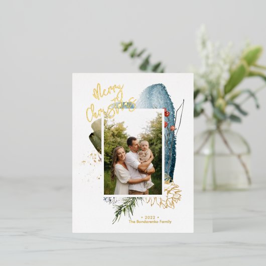 Joyeux Noël Abstrait Carte photo de vacances perso (Debout devant)