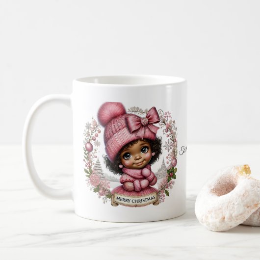 Joyeux Noël-Africain Américaine Mug (Avec donut)