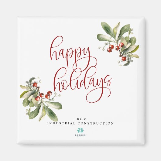 Joyeux Noël aimant avec logo de l'entreprise (Devant)