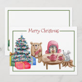 Joyeux Noël amis carte de vacances à plat (Devant / Derrière)