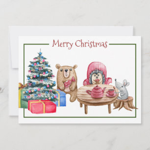 Joyeux Noël amis carte de vacances à plat