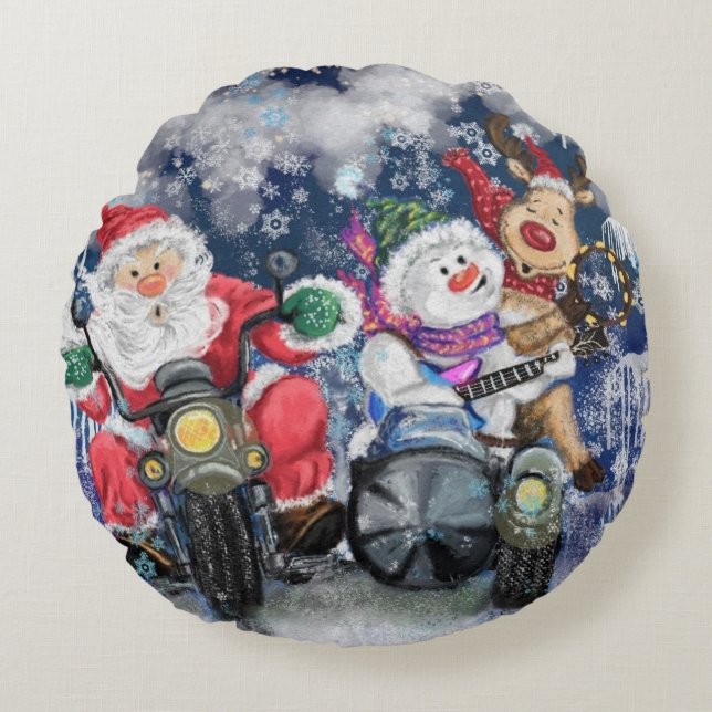 Joyeux Noël amis Funny Coussin rond (Devant)