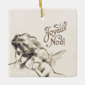 Joyeux Noel  Angel kerst Frans Keramisch Ornament (Voorkant)