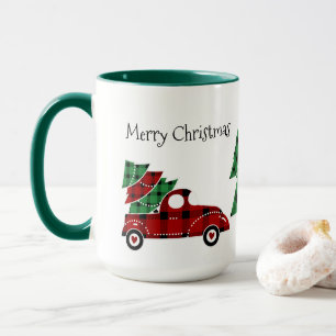 Joyeux Noël Antique Camion Rouge Vert Mug