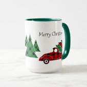 Joyeux Noël Antique Camion Rouge Vert Mug (Devant droit)