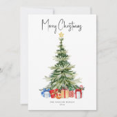 Joyeux Noël Aquarelle Carte Arbre de Noël (Devant)