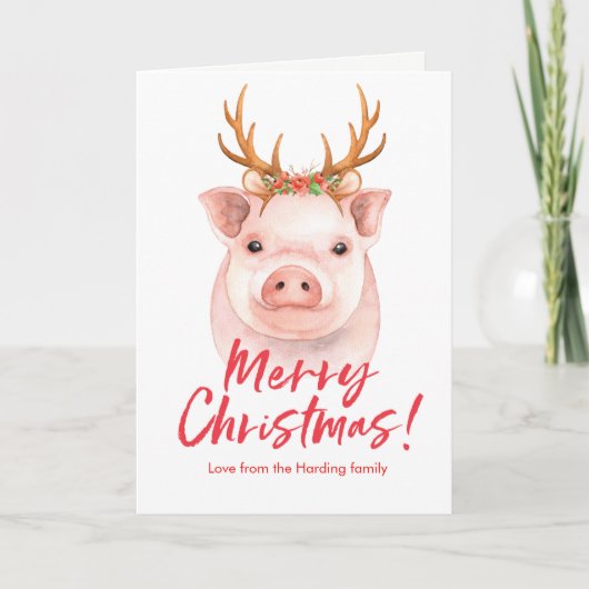 Joyeux Noël aquarelle couronne carte de Noël (Devant)