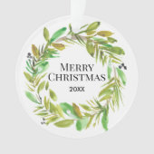 Joyeux Noël aquarelle couronne photo de famille (devant)