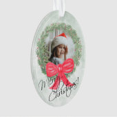 Joyeux Noël Aquarelle Pine Wreath Cadre photo (devant)