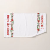 Joyeux Noël aquarelle Poinsettias et baies (Serviette à main)