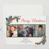 Joyeux Noël aquarelle saint 3 carte photo (Devant / Derrière)