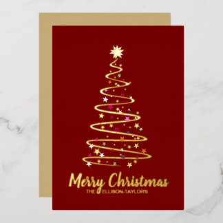 Joyeux Noël Arbre Foil Carte de vacances