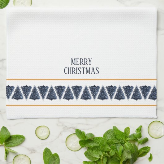 Joyeux Noël Arbre Frontière Serviette de cuisine (Plié)