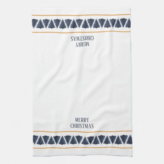 Joyeux Noël Arbre Frontière Serviette de cuisine (Vertical)