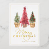 Joyeux Noël Arbre Gold Foil Carte de vacances (Recto)