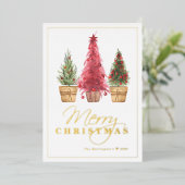 Joyeux Noël Arbre Gold Foil Carte de vacances (Debout devant)
