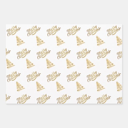 Joyeux Noël Arbre papier d'enrobage Jeu de 3 (Devant 2)