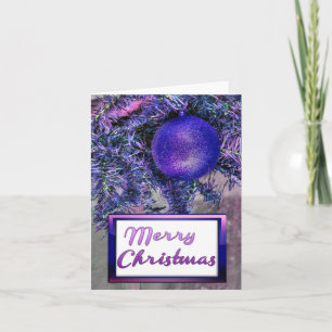Joyeux Noël Arbre Violet Rétro Carte de Vœux Pliée
