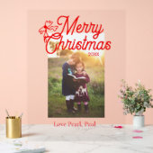 Joyeux Noël arc rouge enfants photo moderne élégan (Mariage)