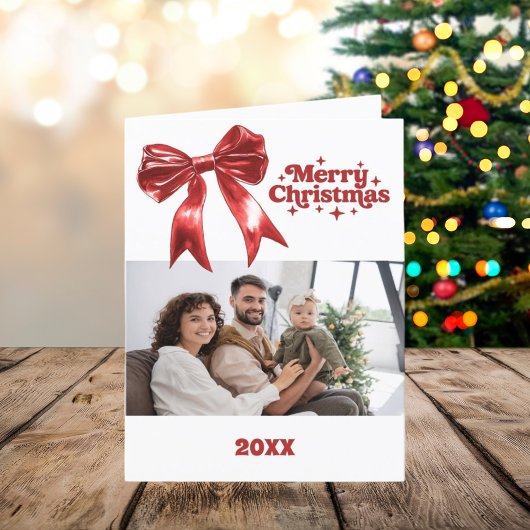 Joyeux Noël arc rouge photo année de la carte de r