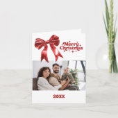 Joyeux Noël arc rouge photo année de la carte de r (Devant)