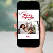 Joyeux Noël arc rouge rétro carte photo