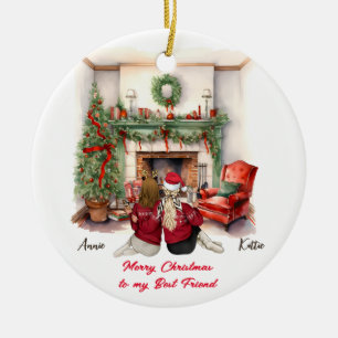 Joyeux Noël artisanal Bestie ornement de Noël