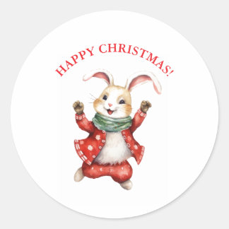 JOYEUX NOËL AUTOCOLLANT LAPIN RÉTRO